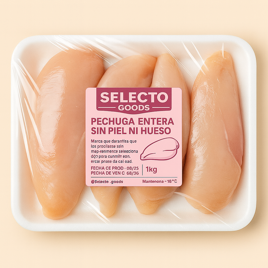 Pechuga Entera sin Piel ni Hueso Selecto Goods 1kg